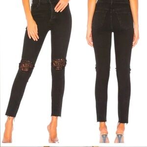 Mother Denim The Super Stunner Ankle Fray in Black